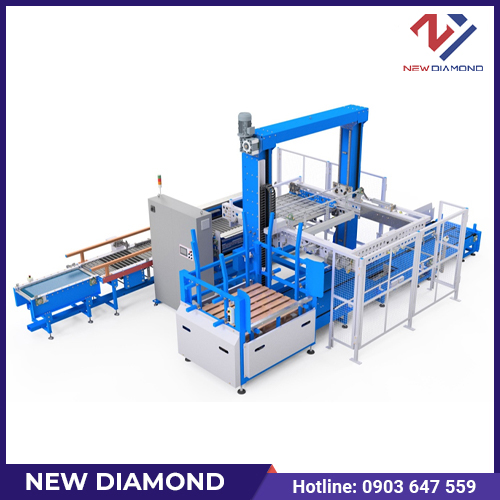 Máy xếp thùng lên Pallet tự động